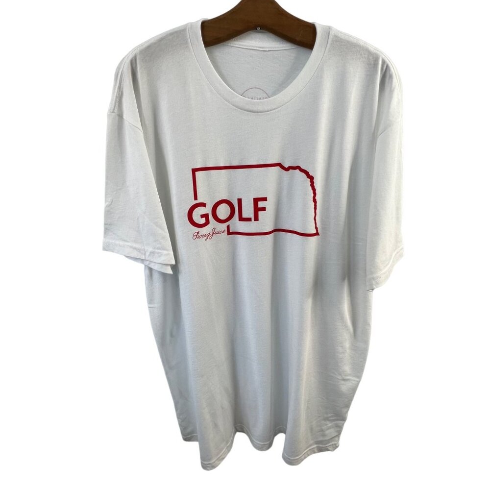 Swing Juice Golf T-Shirt Large White Red Nebraska Graphic Cotton Casual Crewneck